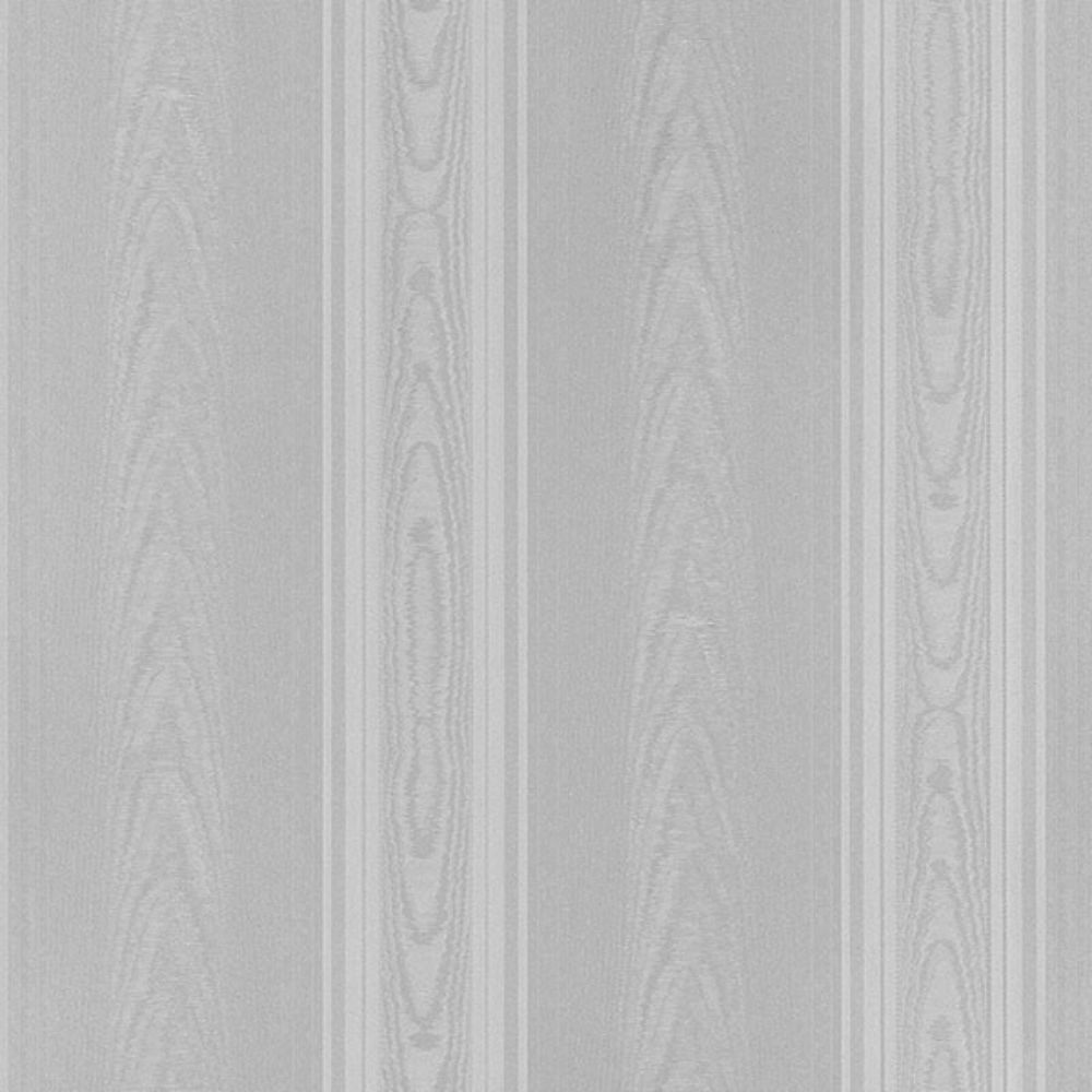 Patton Wallcoverings SK34747 Simply Silks 4 Medium Moiré Stripe Wallpaper in Silver